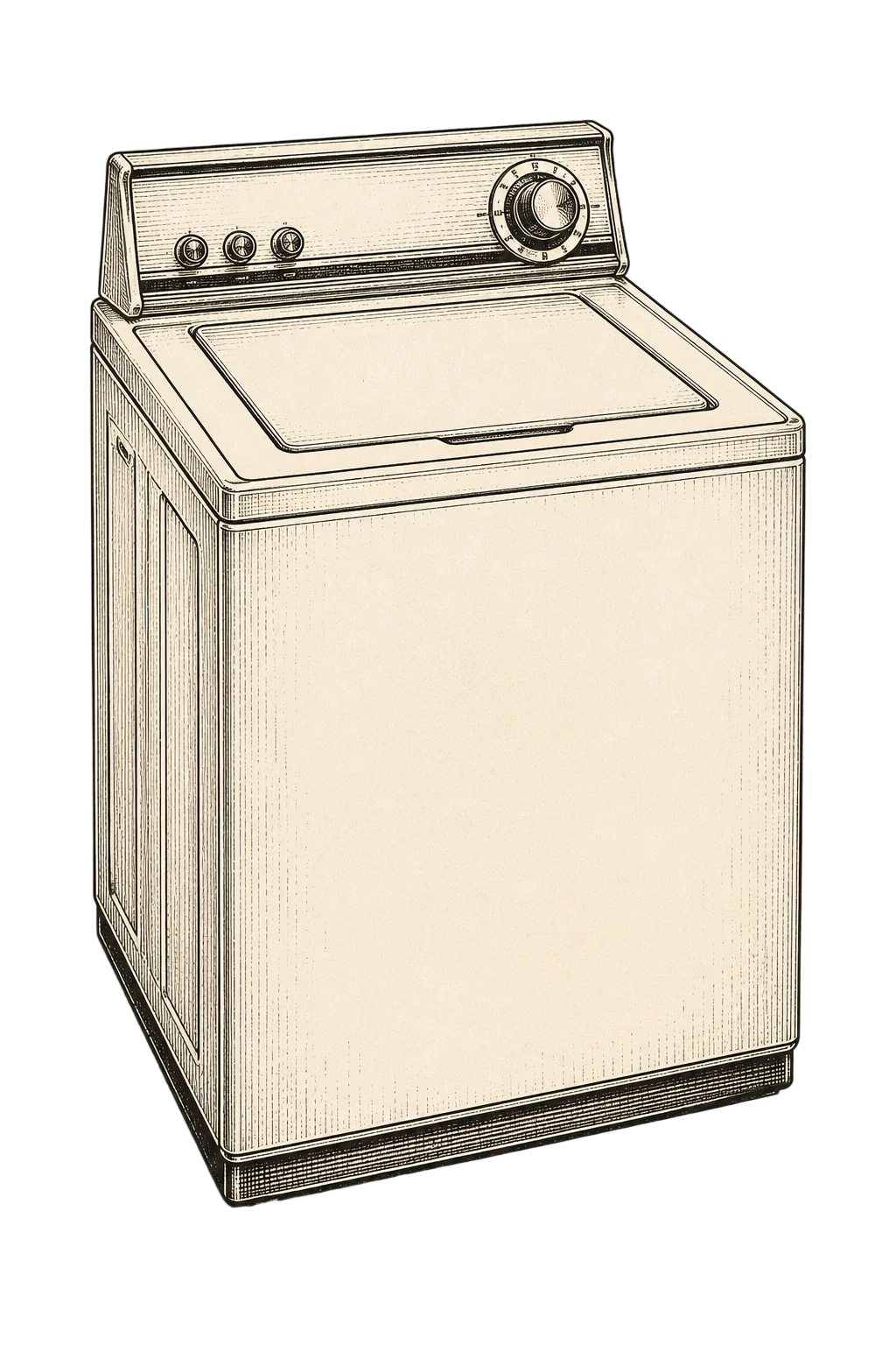 Vintage ink illustration of a washing machine